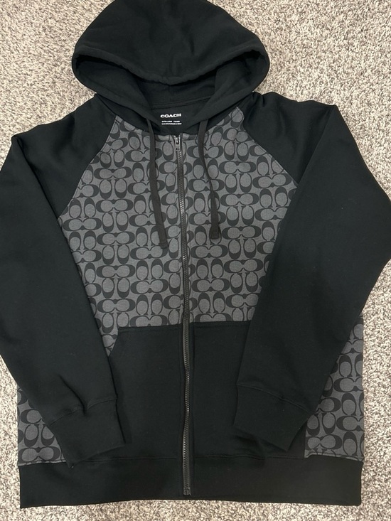 Coach Other - Coach Men’s Black and Gray Signature Zip-Up Hoodie